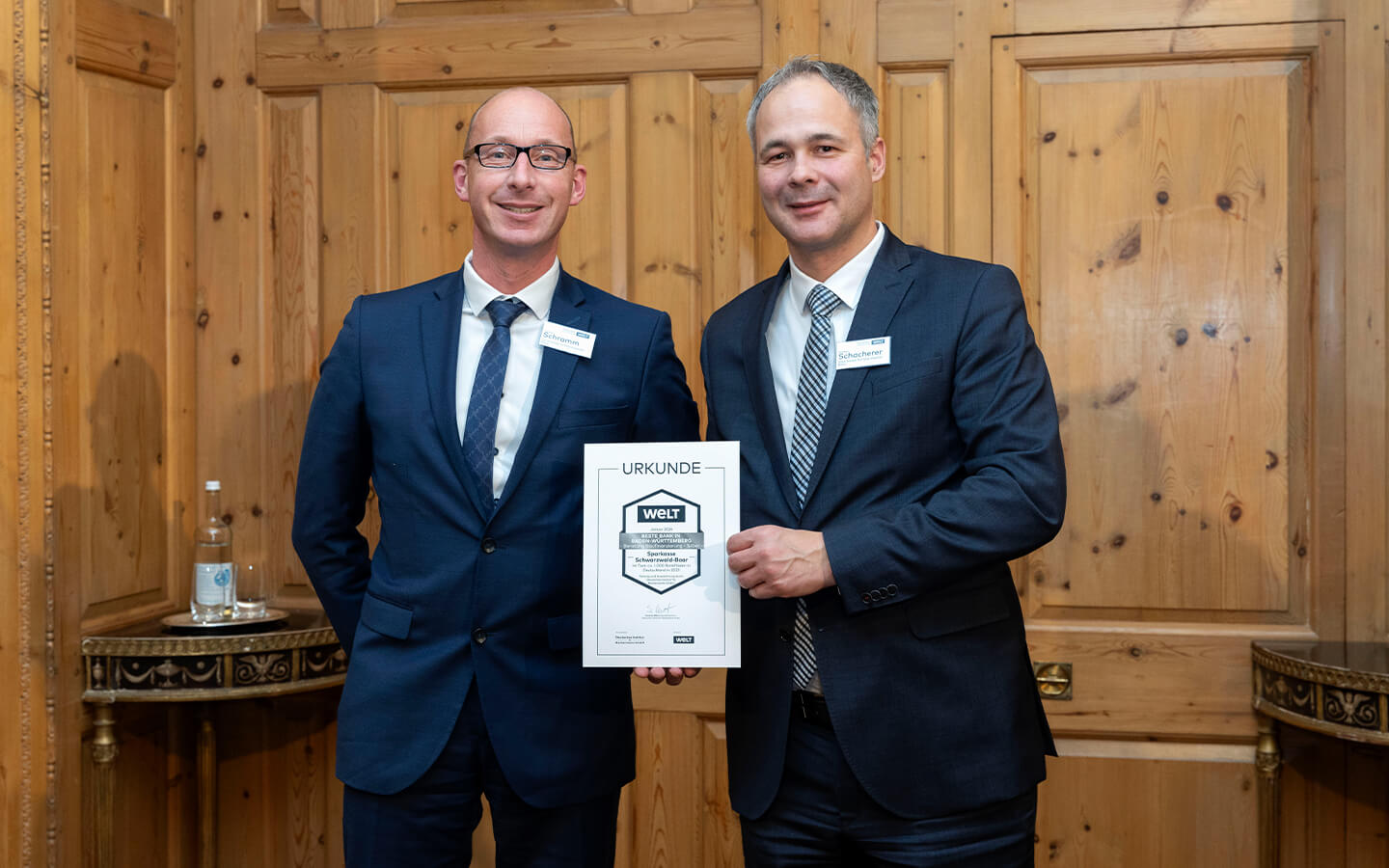 Thomas Schramm, Baufinanzierungsberater und Andreas Schacherer, Leiter Baufinanzierung der Sparkasse Schwarzwald Baar